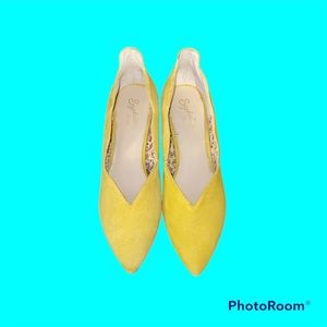 Vintage Canary Yellow Chunky Heels
